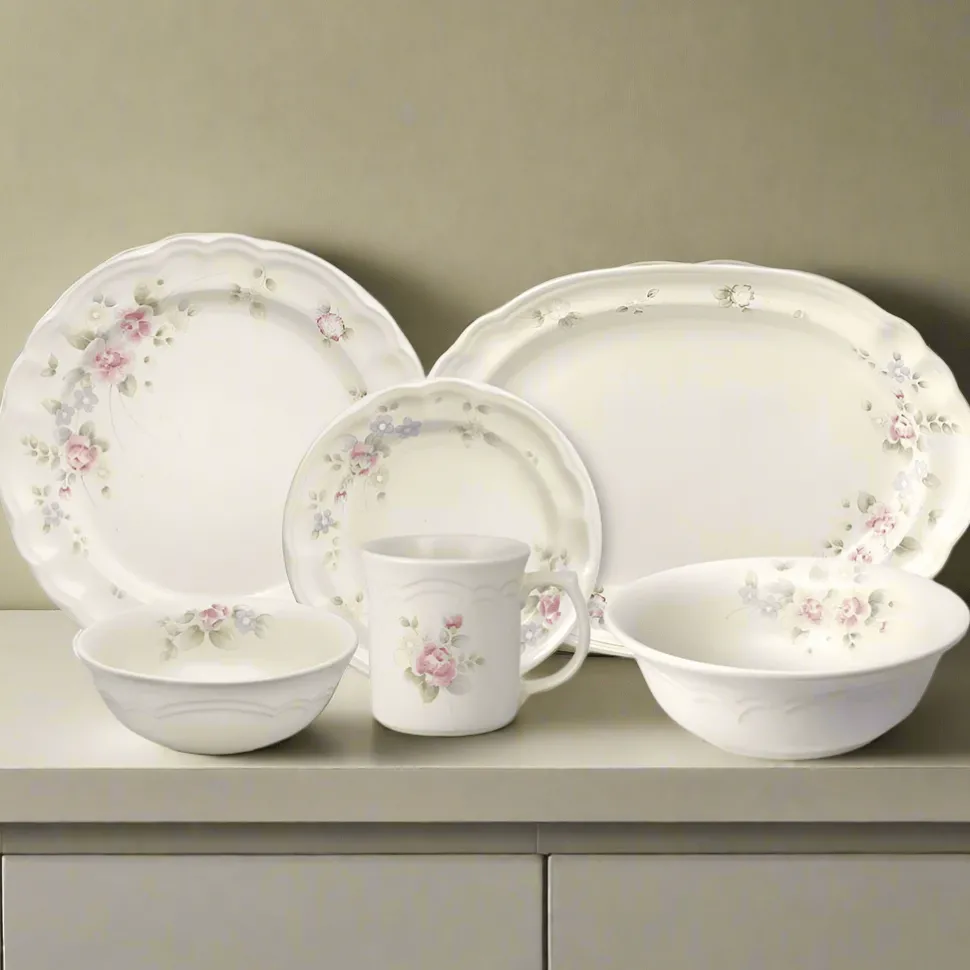 Tearose 32 Piece Dinnerware Set Service for 8 with Serveware