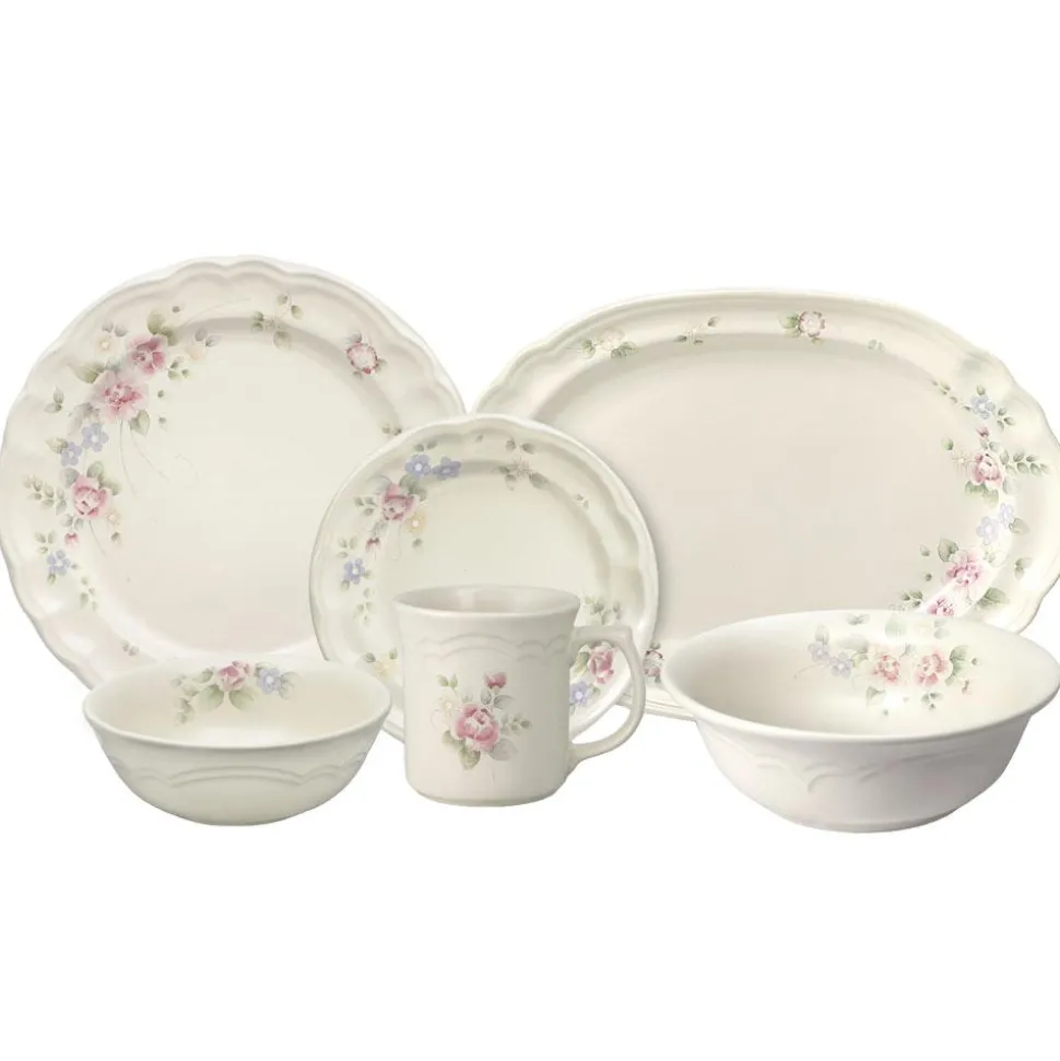 Tearose 32 Piece Dinnerware Set Service for 8 with Serveware