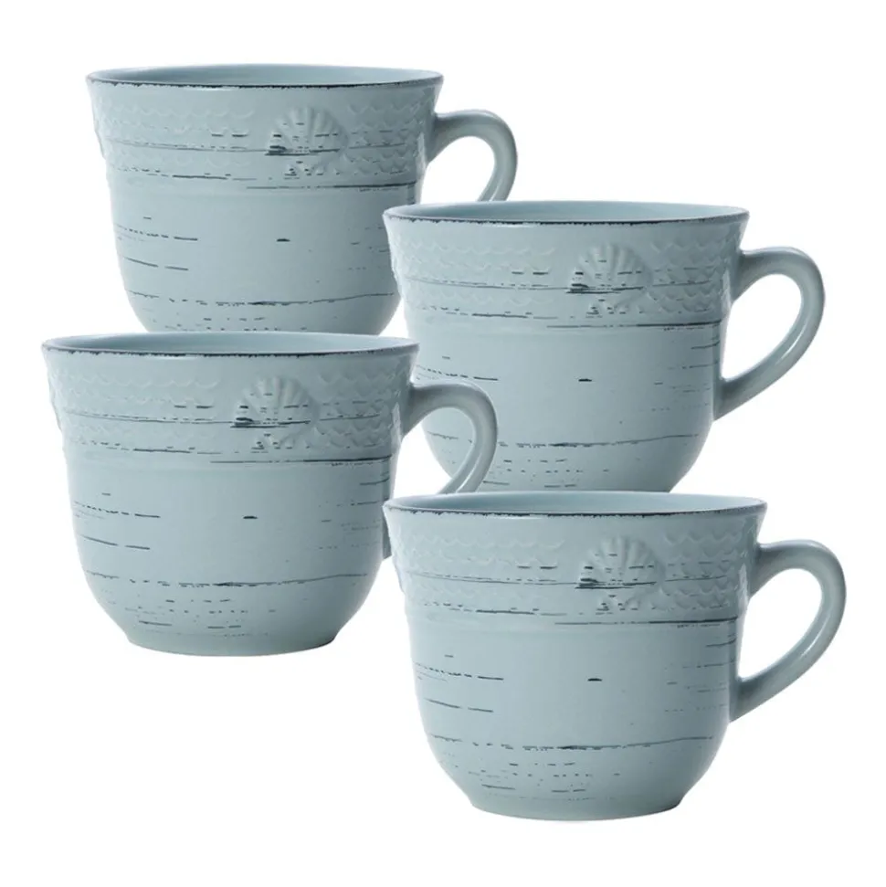 Trellis Coastal Teal Set of 4 Mugs