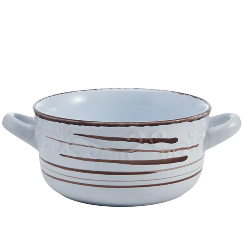 Trellis White Double Handled Soup Bowl