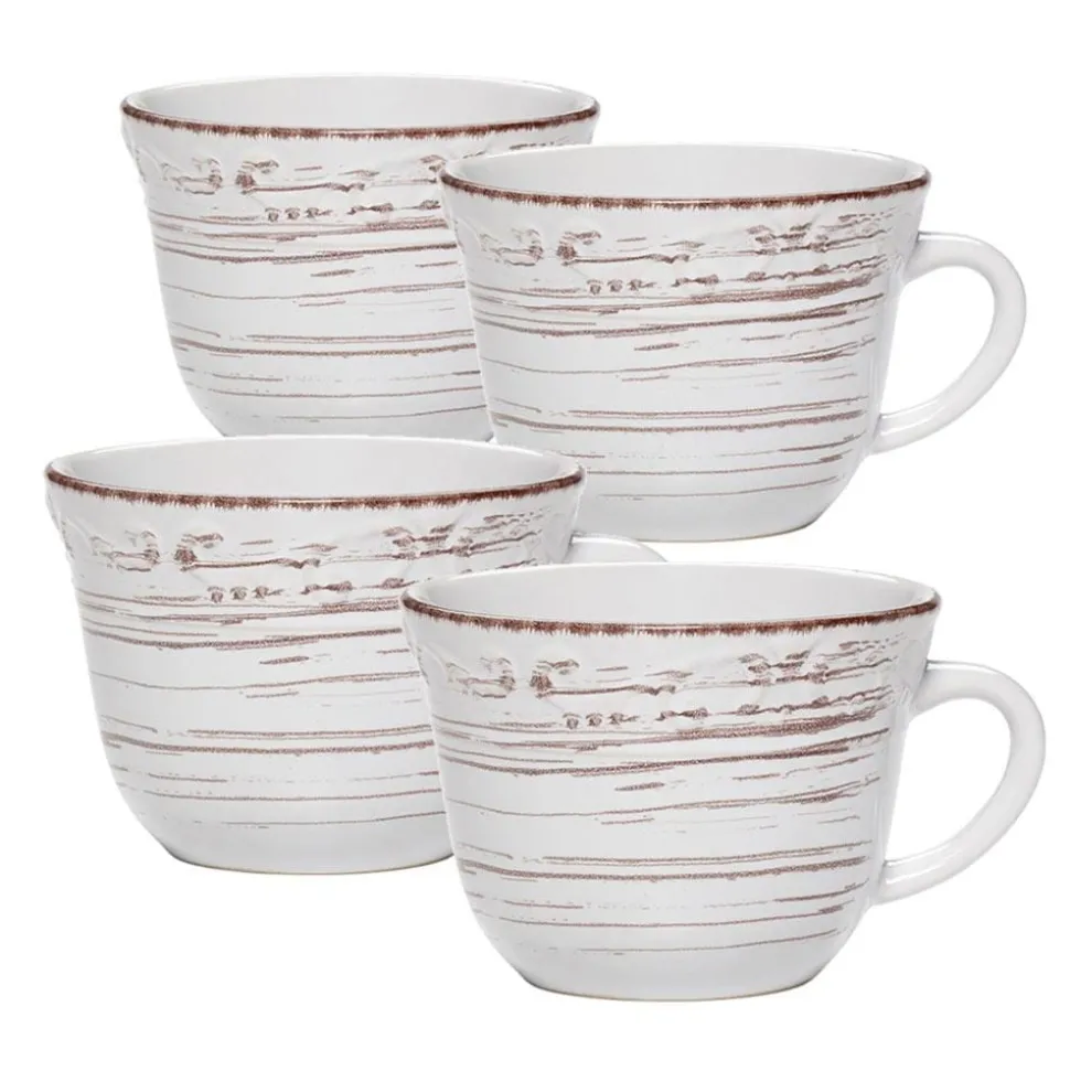 Trellis White Set of 4 Mugs