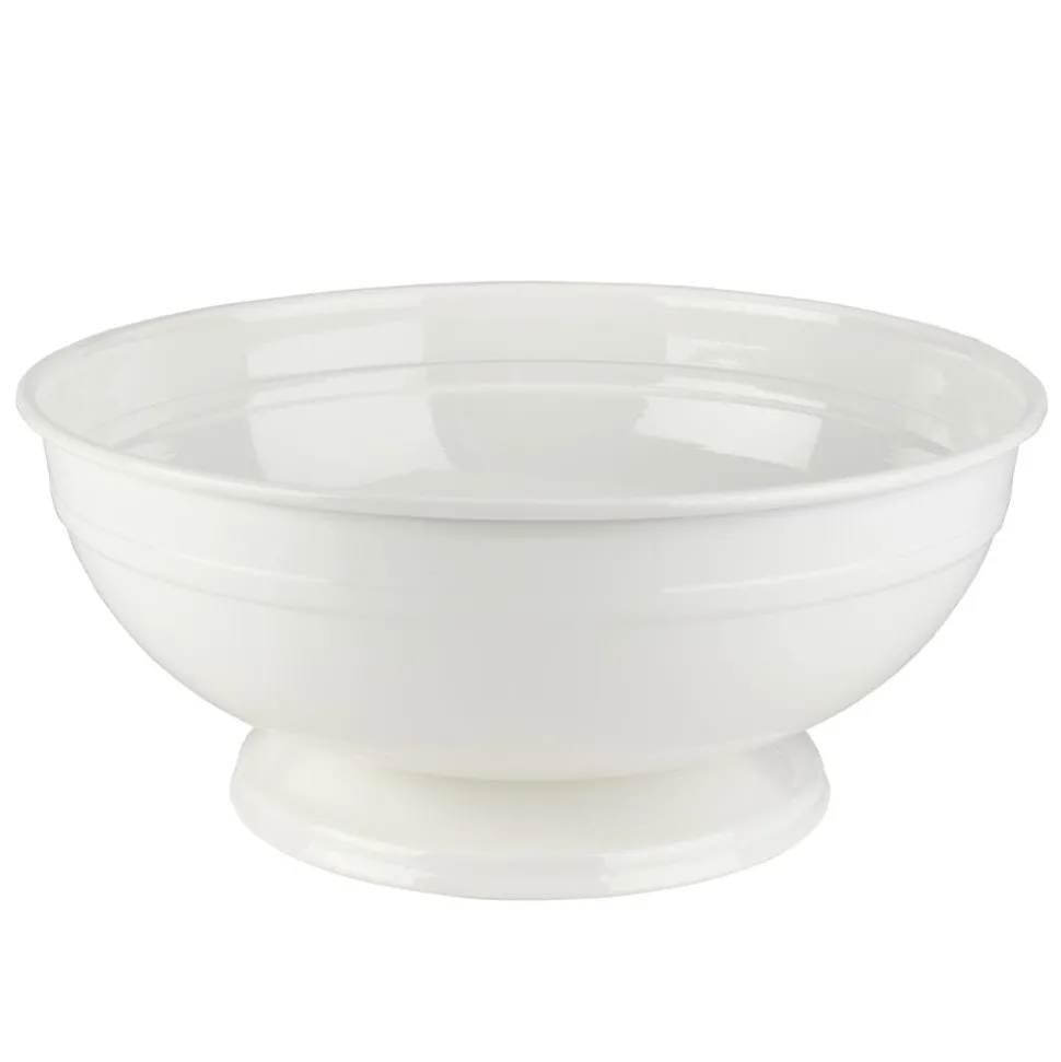 White Footed Metal Serve Bowl