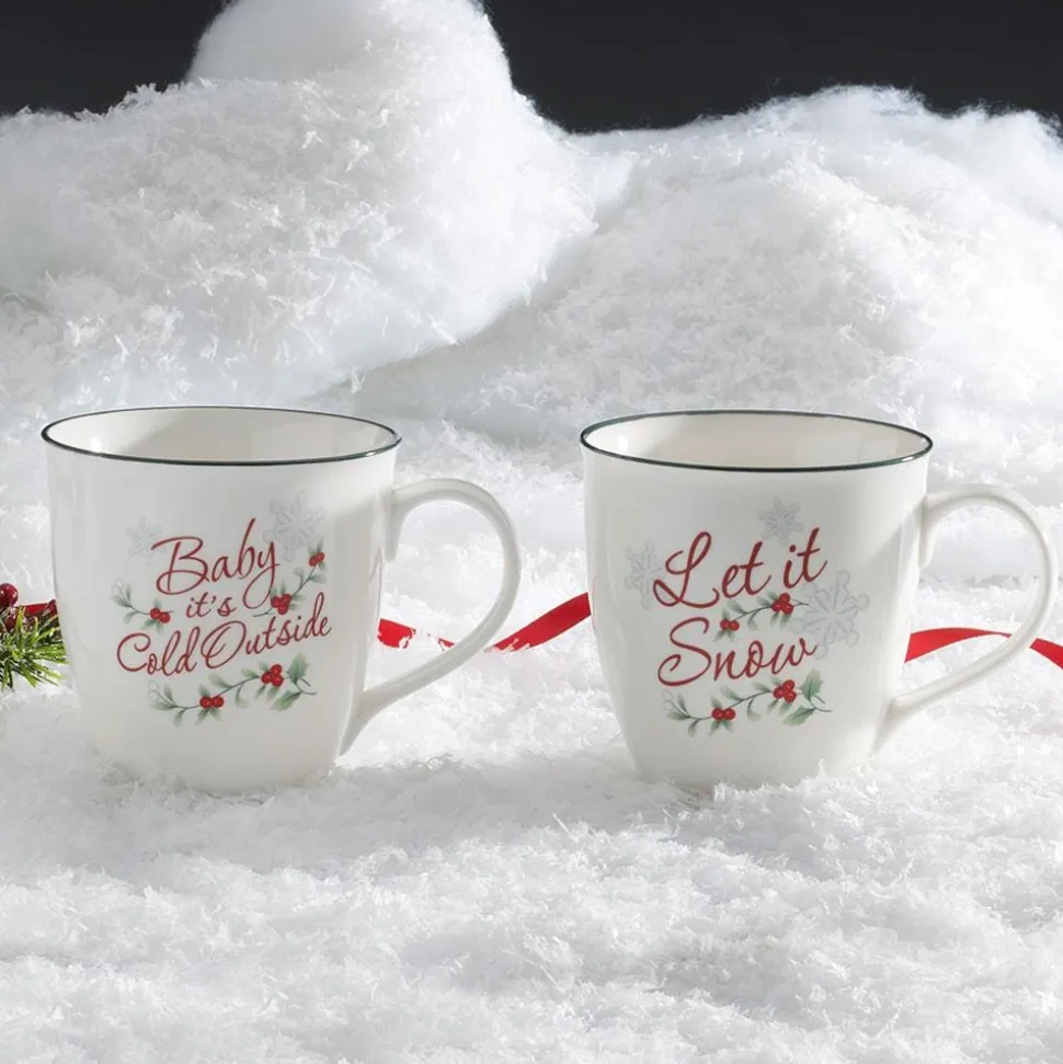 Winterberry® Set of 2 Baby Its Cold Outside and Let It Snow Mugs