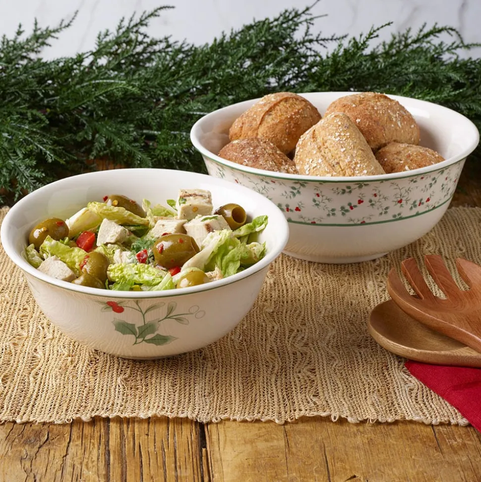 Winterberry® Set of 2 Holly Nesting Serving Bowls